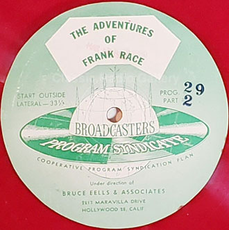 Frank Race radio show transcription